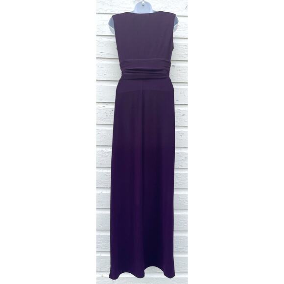 Chaps Dress Faux Wrap Long Maxi Stretchy Size 6 Purple Jersey Sleeveless - Picture 4 of 7